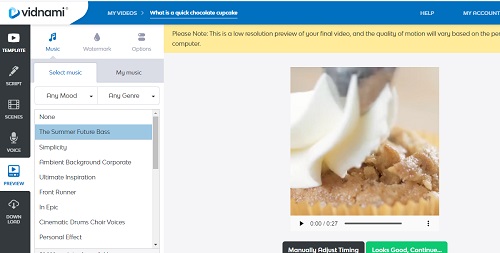 Vidnami Step 6 select a music track for your video